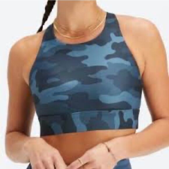 Fabletics No Bounce High Impact Sports Bra Midnight Wave Large Camo Size Medium - Picture 1 of 8